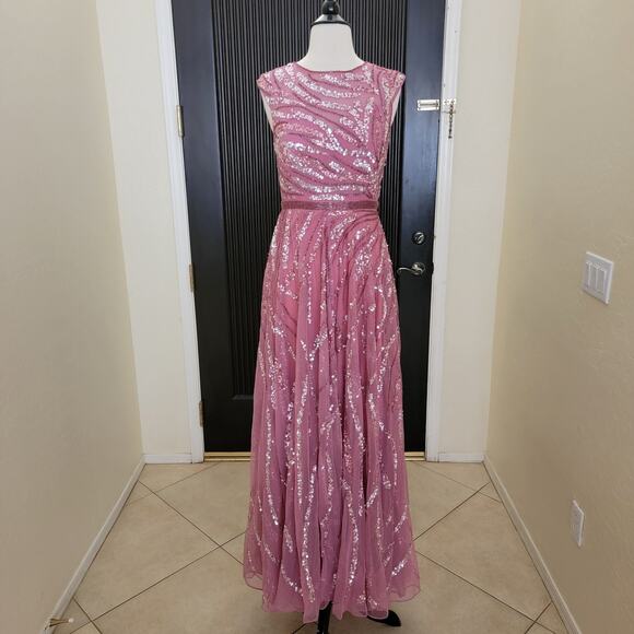 Mac Duggal 5445 Purple Pink 4 Embellished Cap Sleeve Evening Gown Formal Dress - Picture 2 of 13